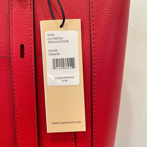 NWT Rebecca Minkoff Stella Leather Tote Bag Tomato / Red - Picture 2 of 14